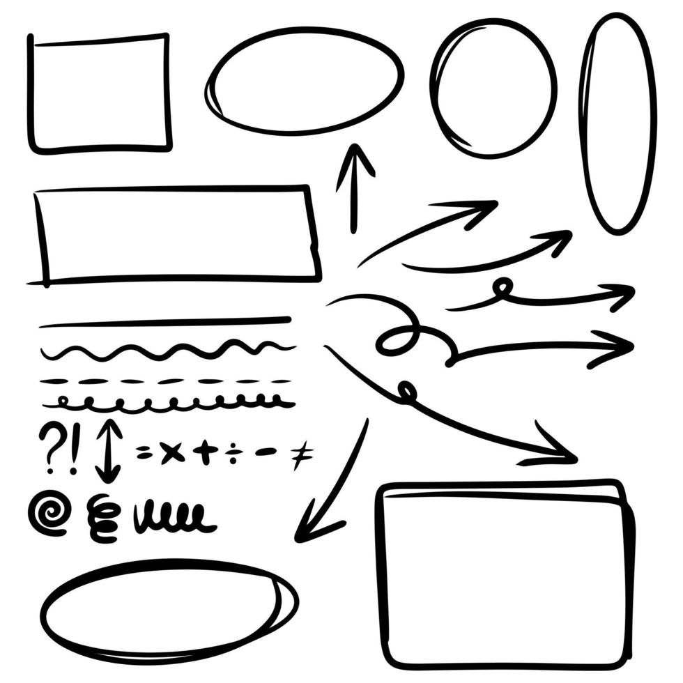 Satz von Hand gezeichneten Pfeilen auf weißem Hintergrund. für Business, Web-Infografik, Banner und Konzeptdesign. Vektor-Doodle-Design-Elemente vektor