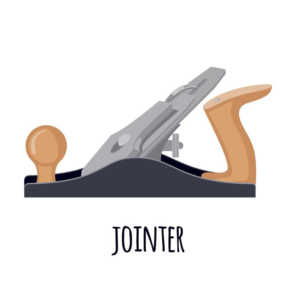 Jointer Flugzeug-Symbol im flachen Stil isoliert auf weißem Hintergrund. Zimmermannswerkzeug zum Formen von Holz. Vektor-Illustration. vektor