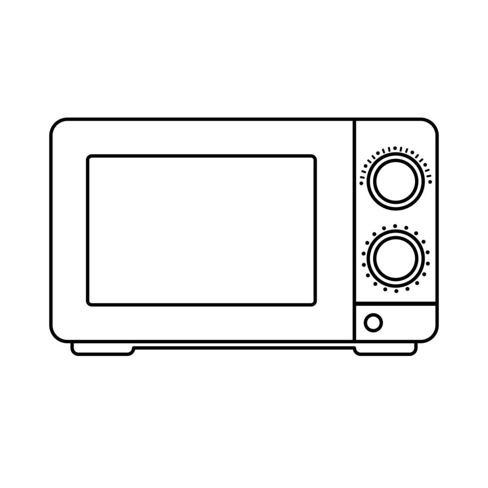mikrovågsugn disposition ikon isolerad på vit bakgrund. hushållsapparat i linjekonststil. köksföremål. vektor illustration.