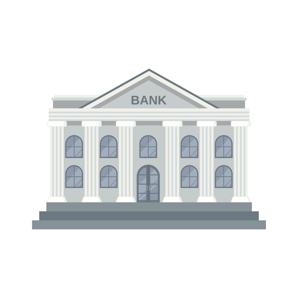 Bankgebäude-Symbol im flachen Stil isoliert auf weißem Hintergrund. Vektor-Illustration. vektor