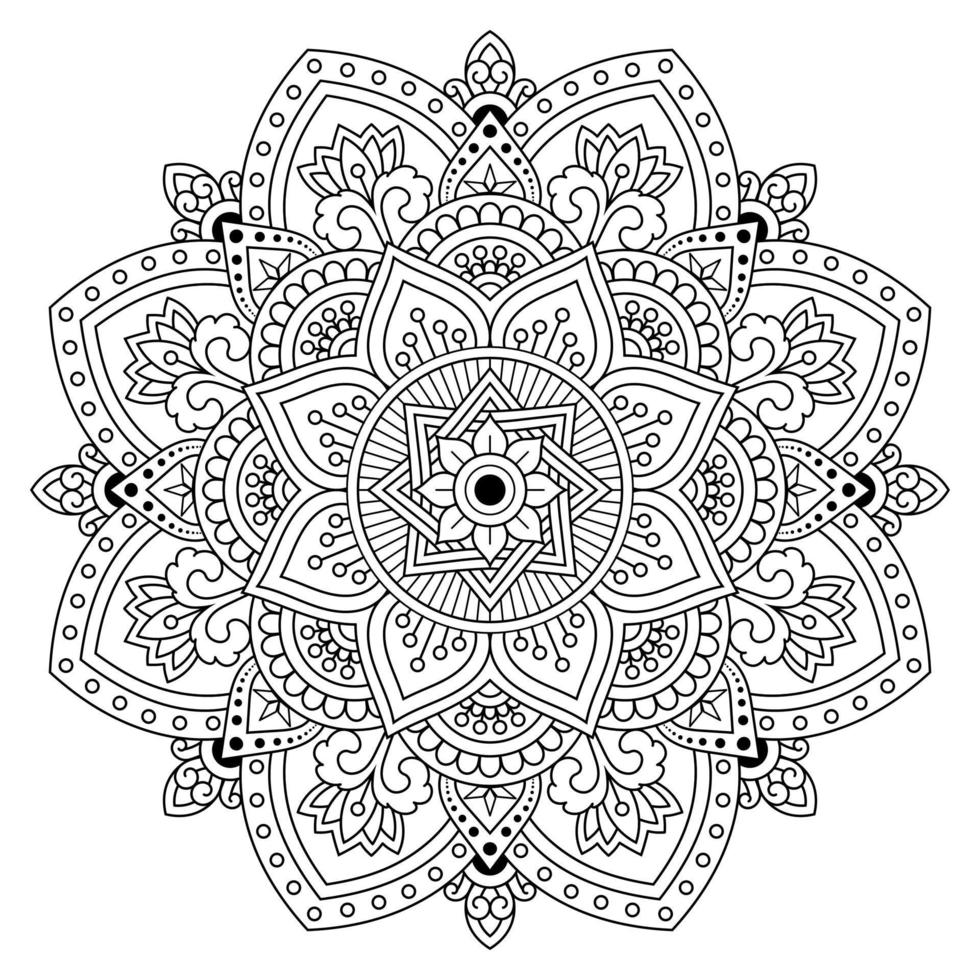 Mandala-Vektor-Illustration-Muster-Designs. Tattoo, Islam, Arabisch, Indisch. minimales Blumenmuster. Malbuch Seite. vektor