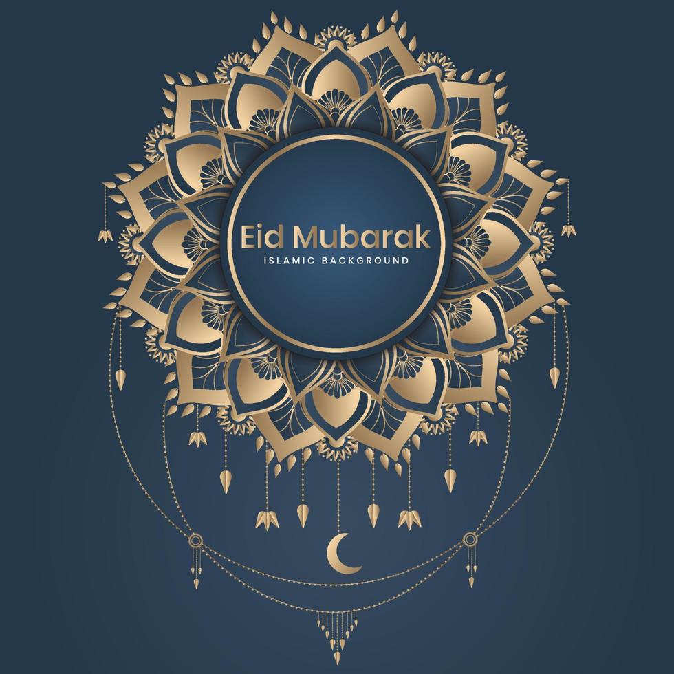 eid mubarak gratulationskort med mandala mönster bakgrund vektorillustration vektor