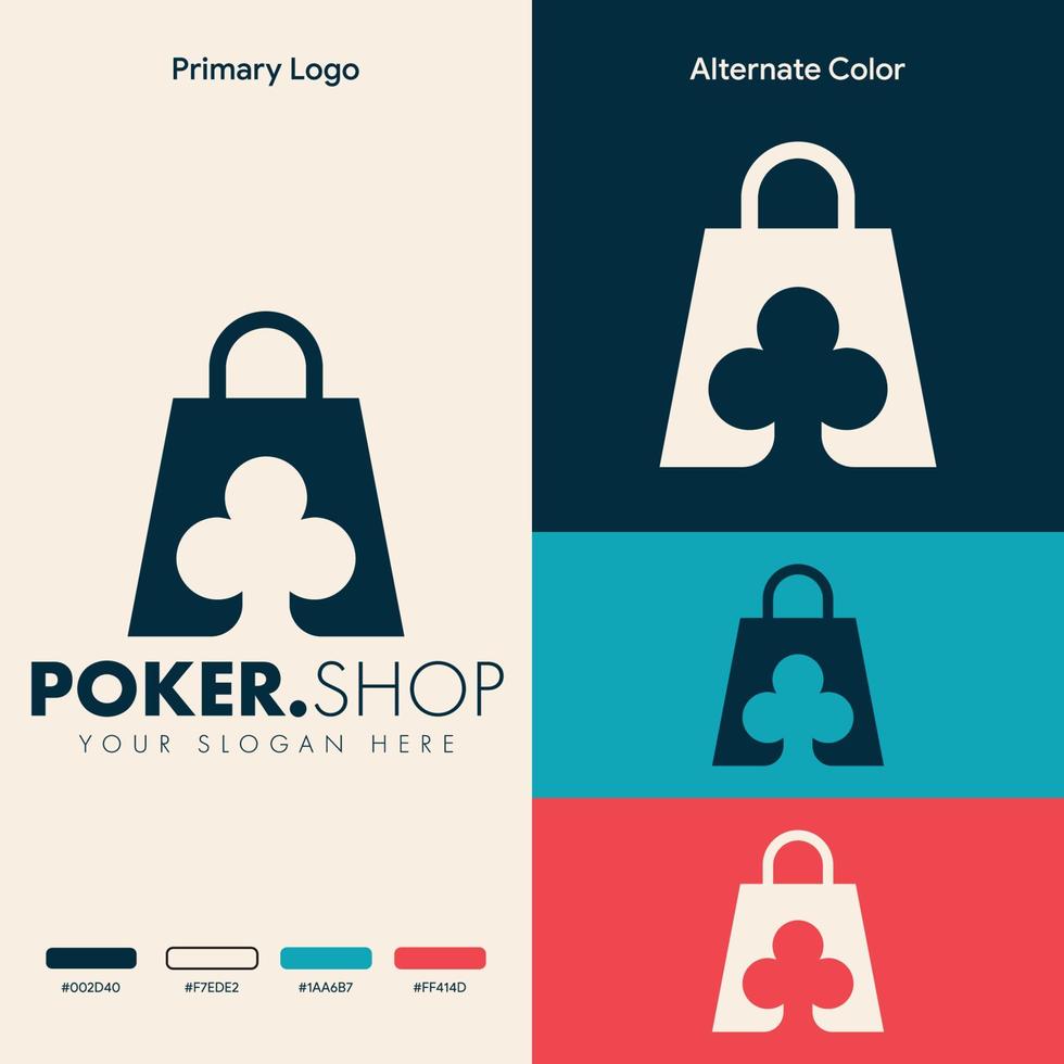 enkel minimalistisk poker shoppingväska logotypdesign vektor