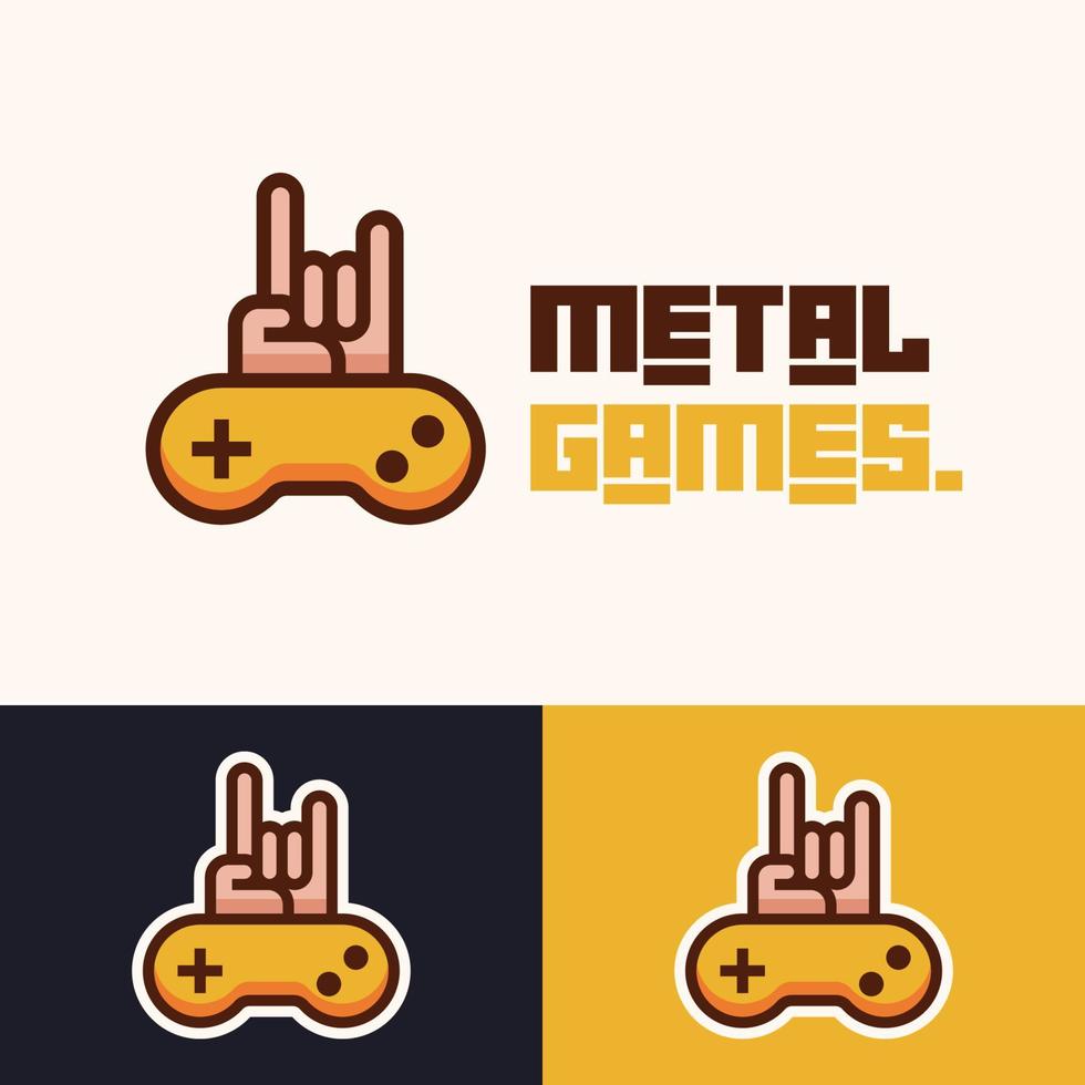 enkel minimalistisk gamepad-joystick med logotypdesign för metallskyltar vektor