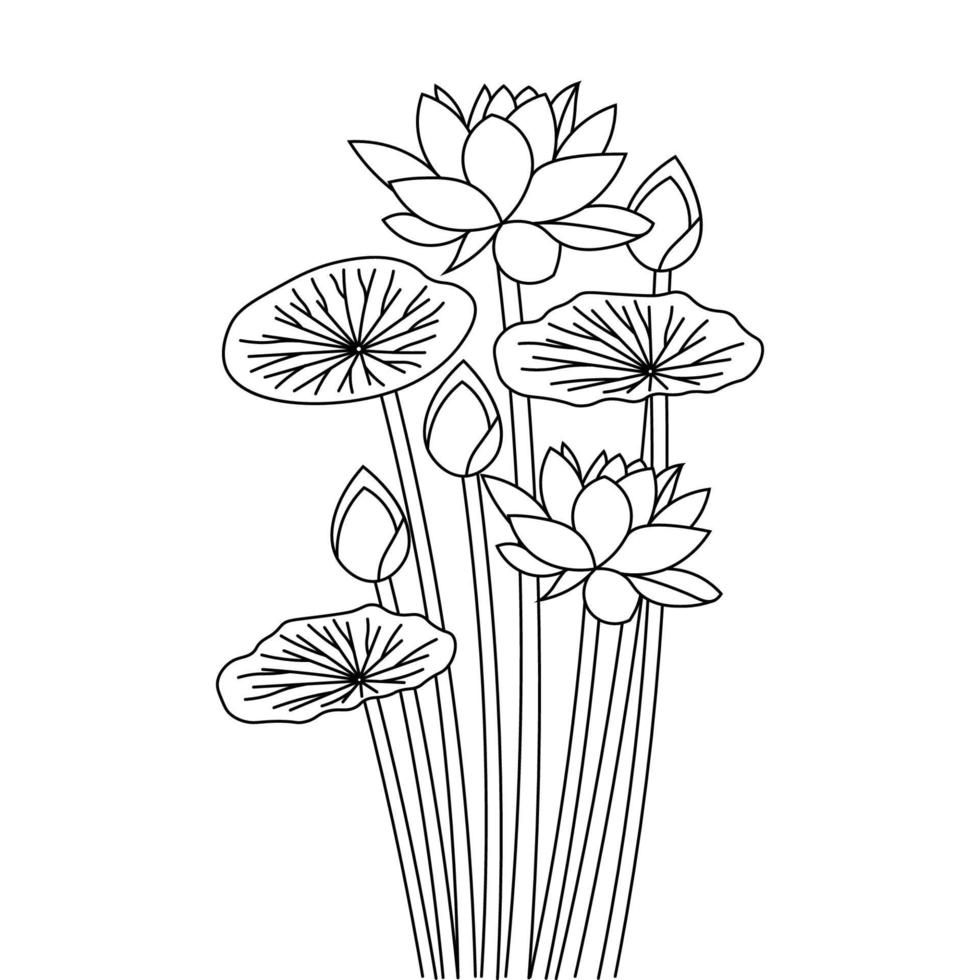 lotus line art element der farbseite für kinder bildungselement illustration vektor