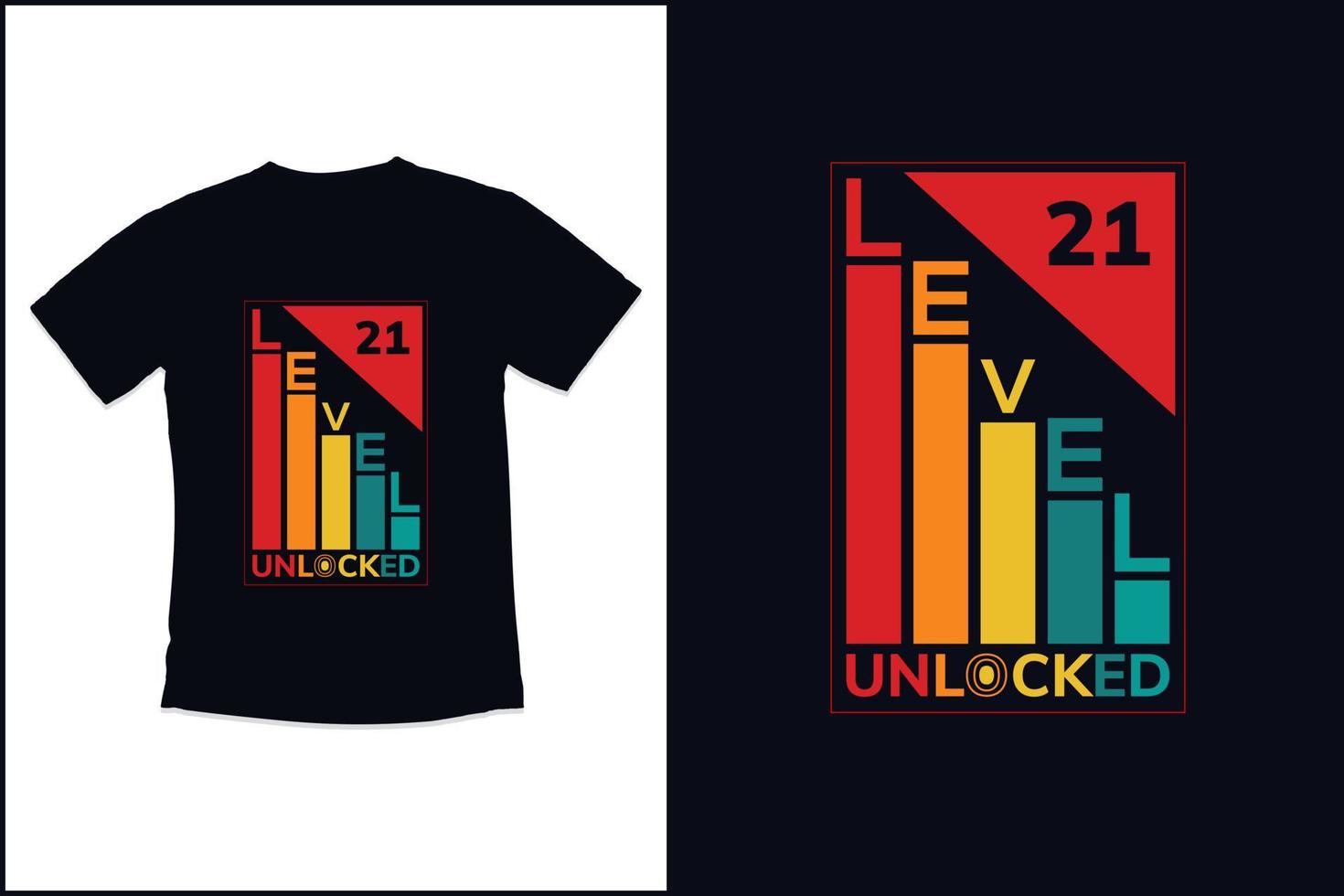 Geburtstag Gaming Vintage T-Shirt Design mit Level 5 entsperrt modernen Zitaten Typografie T-Shirt Design vektor