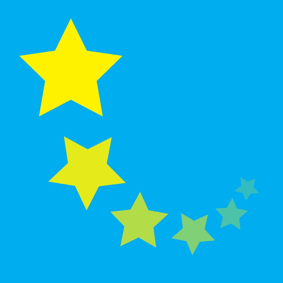 stigande gul stjärna illustration på blå bakgrund vektor