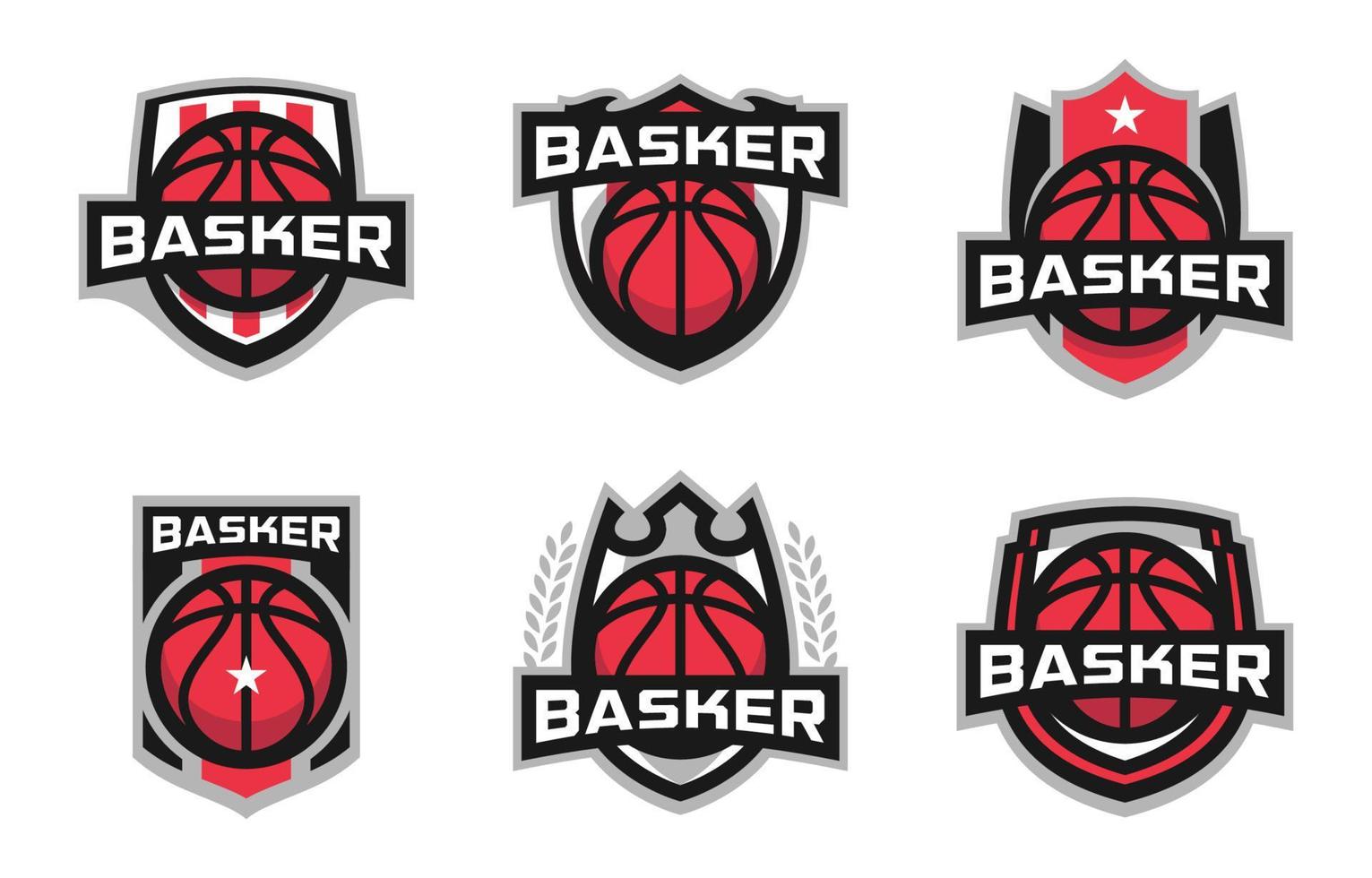 logotyper för basker basketsport vektor