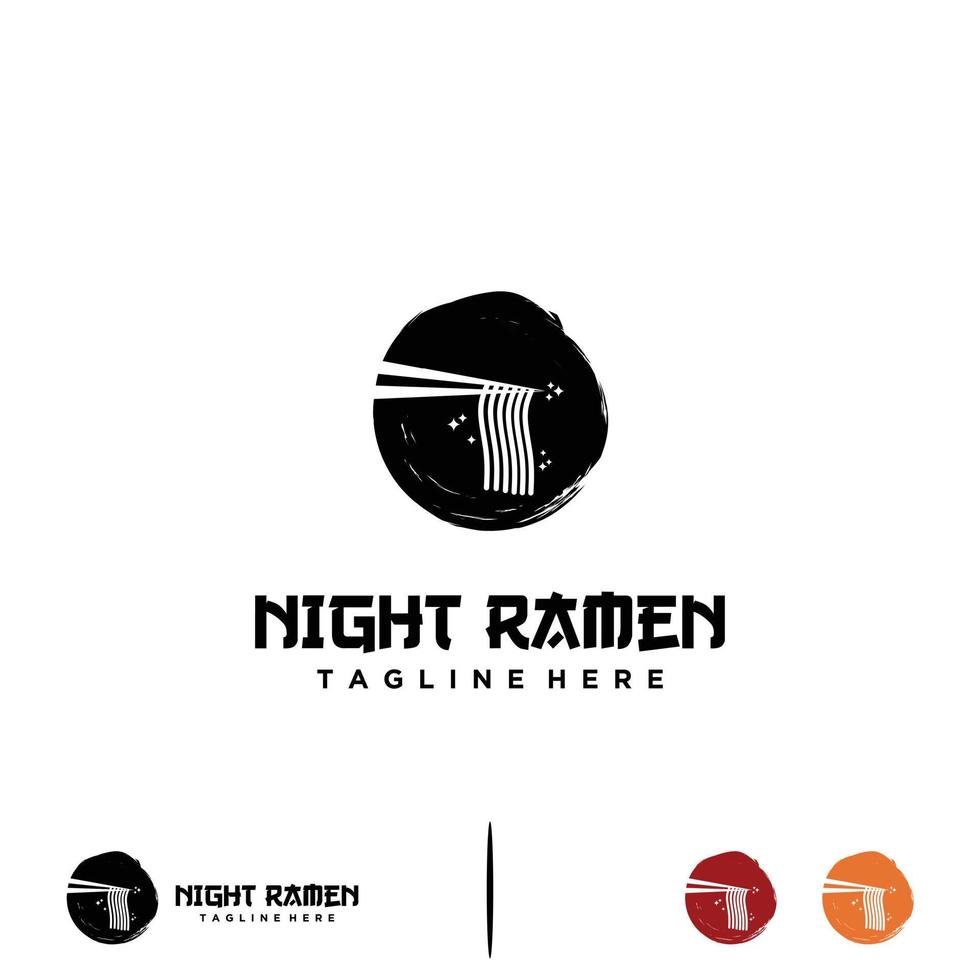 Ramen-Logo-Design-Illustration, Nacht-Ramen-Logo-Design-Symbol-Vorlage vektor