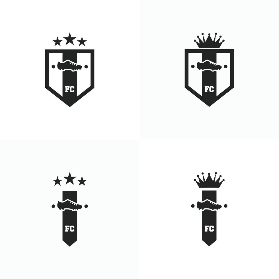 uppsättning fotboll logotyp. fotbollsklubb designmärke. fotboll logotyp med sköld vektor