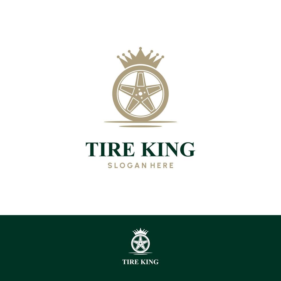 Reifen-König-Logo-Icon-Design, Reifen mit Kronen-Logo-Konzept vektor