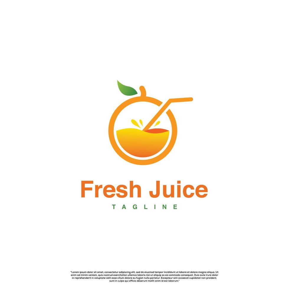 färsk juice logotypdesign på isolerade bakgrund. apelsinjuice logotyp design ikon mall vektor