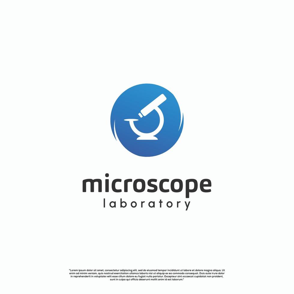 mikroskop logotyp design i abstrakt kreativ cirkel form vektor