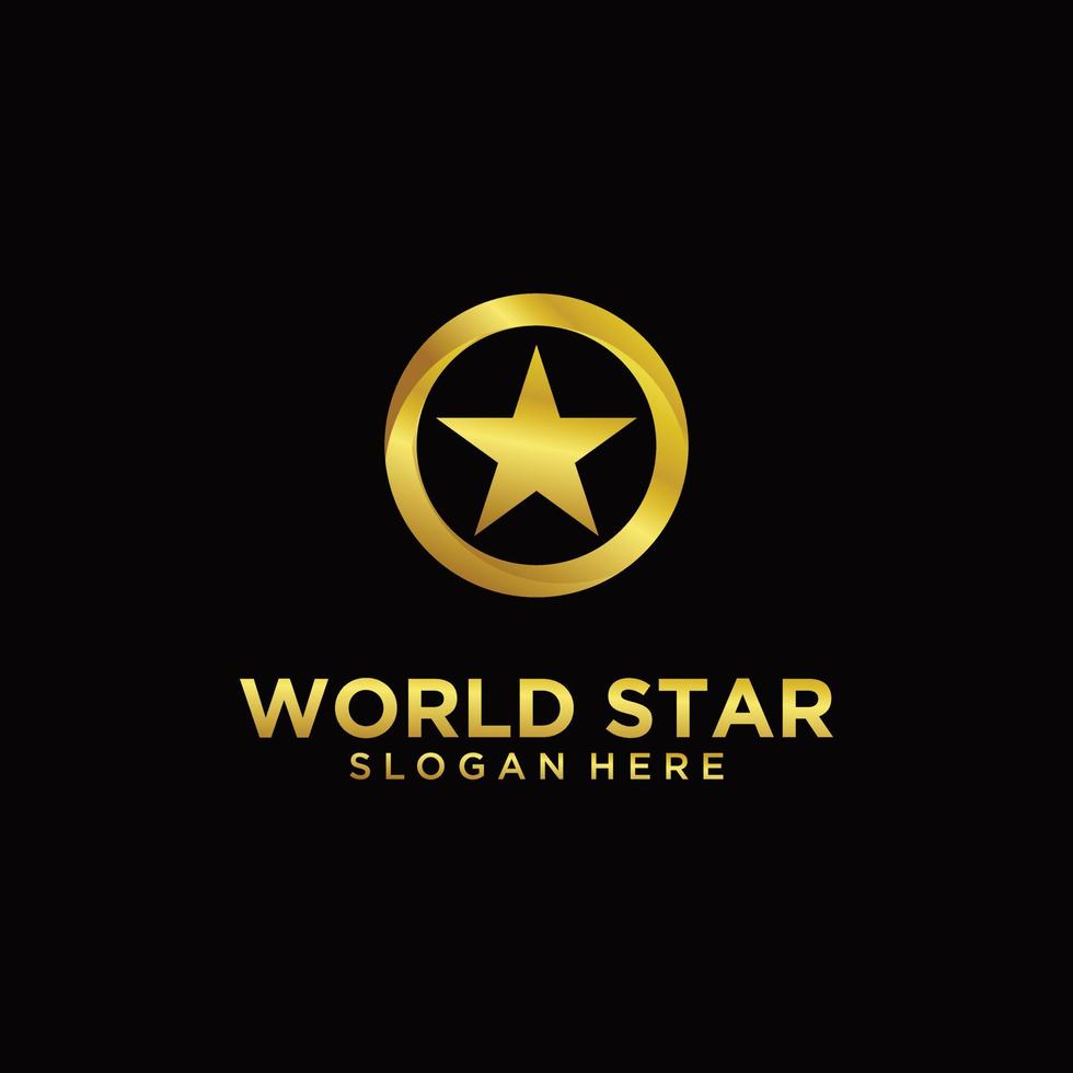 världsstjärna logotyp design lyx ikon mall gyllene stjärnan logotyp moderna koncept vektor