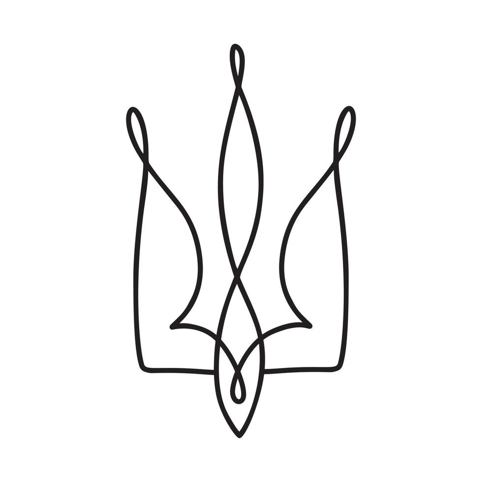 nationales ukrainisches Vektorsymbol Dreizack-Symbol. hand gezeichnetes kalligraphiewappen des ukrainischen staatsemblems schwarze farbillustration flaches artbild vektor