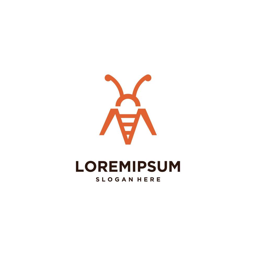 bi med bokstaven m logotyp design modernt koncept. bee linjär logotyp ikon vektor