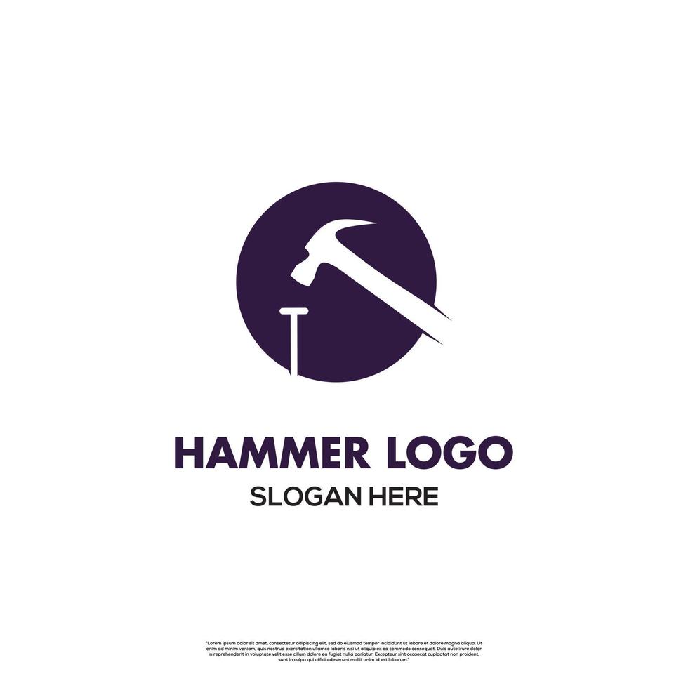 Vektor-Hammer und Nägel-Logo-Design, Hammerschlag-Nagel-Illustrationssymbol-Vorlage vektor