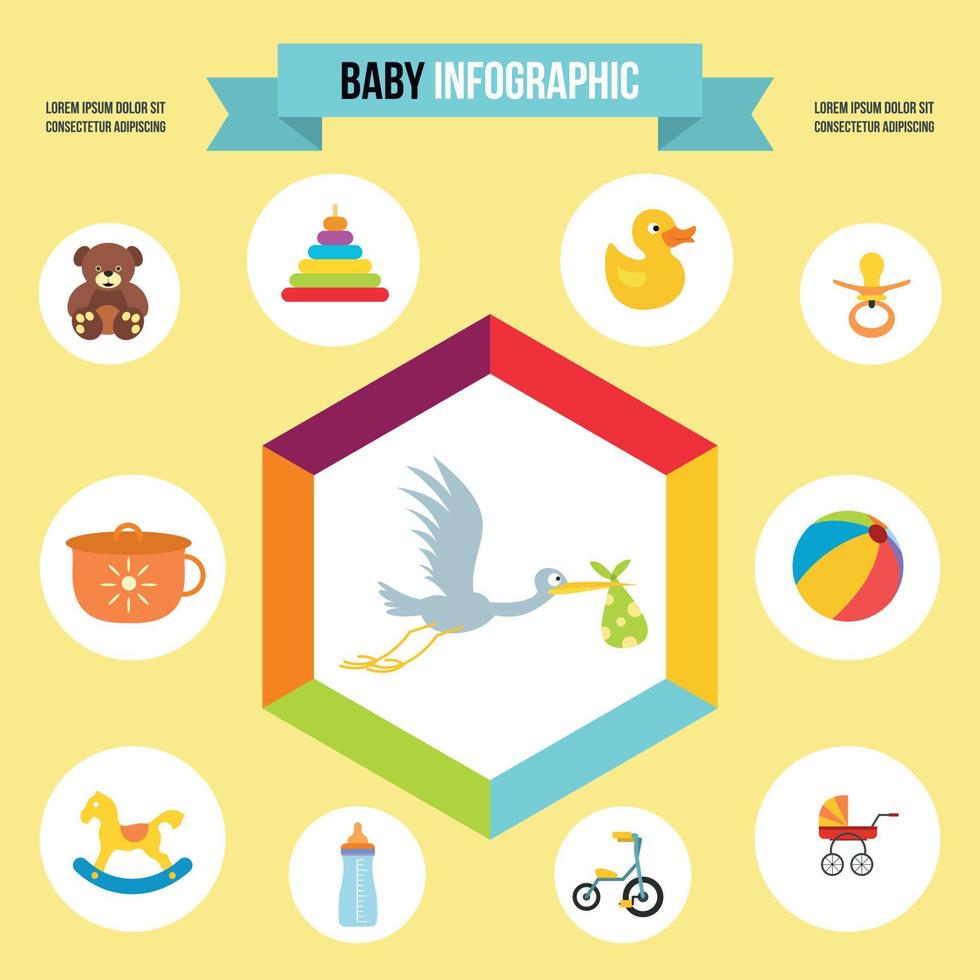 baby infographic mall, platt stil vektor