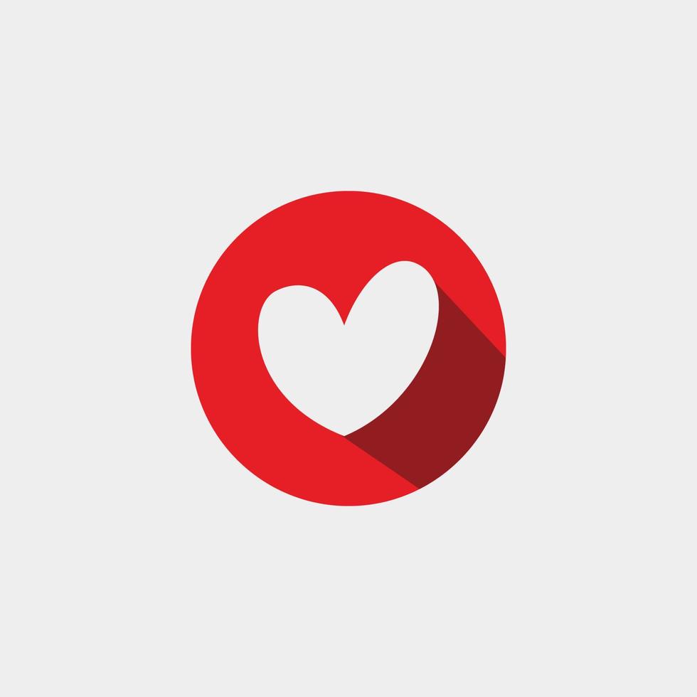 asymmetrische Liebesherzikone im roten Kreiszeichen-Logokonzept vektor