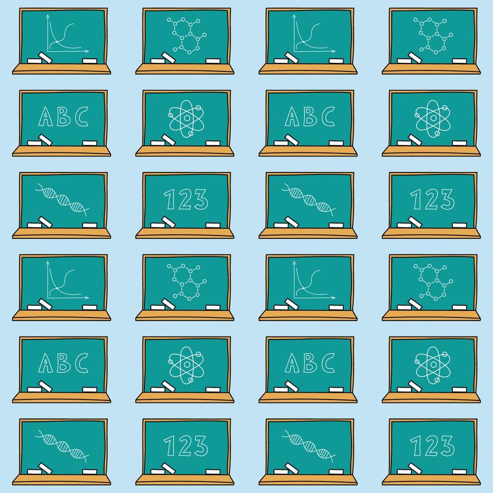 Schulmuster. handgezeichnete Doodle-Elemente. Schulnahtloser Hintergrund. Vektor-Illustration vektor