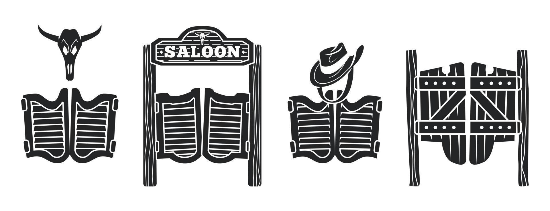 saloon ikoner set, enkel stil vektor
