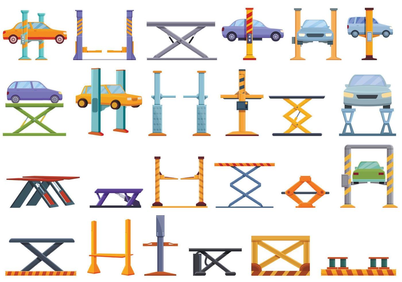 Autolift-Icons Set, Cartoon-Stil vektor