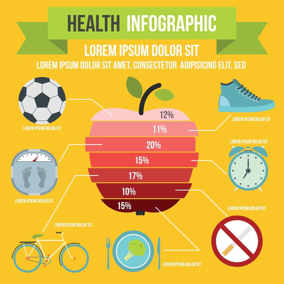 hälsa infographic, platt stil vektor