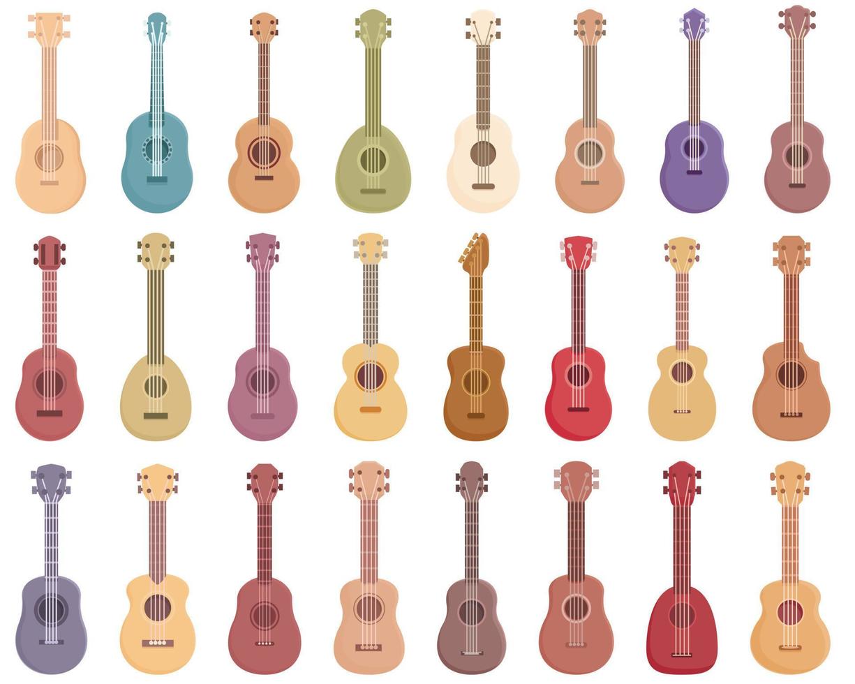 Ukulele-Symbole setzen Cartoon-Vektor. akustische Gitarre vektor