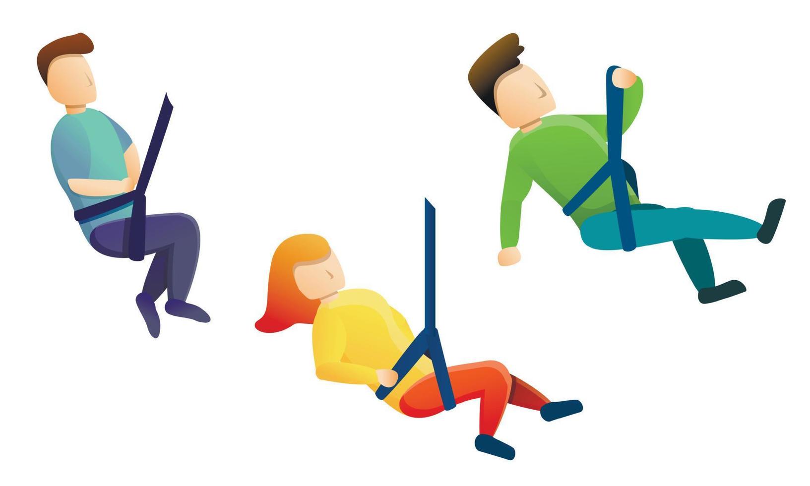 Zip-Line-Icons Set, Cartoon-Stil vektor