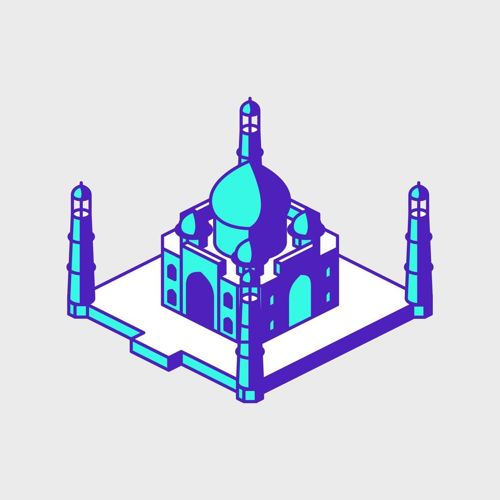 taj mahal isometrische vektorsymbolillustration vektor