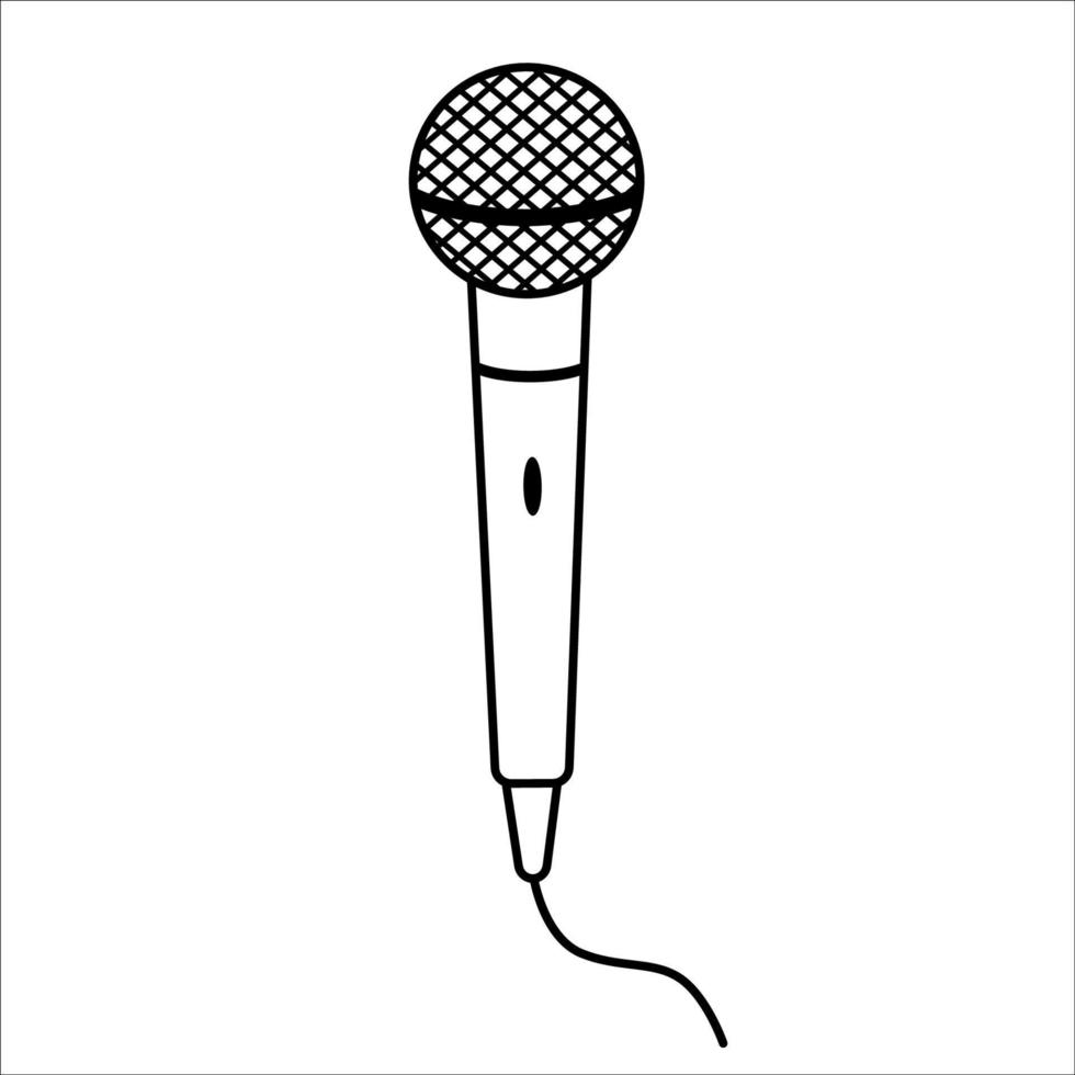 mikrofonikonen kontur. klassisk mikrofon i enkel stil isolerad på vit bakgrund vektor