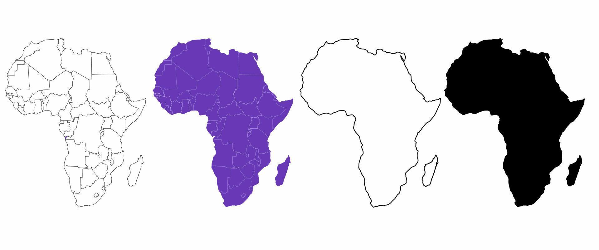 afrika kontinent kartensatz isoliert auf weißem hintergrund vektor