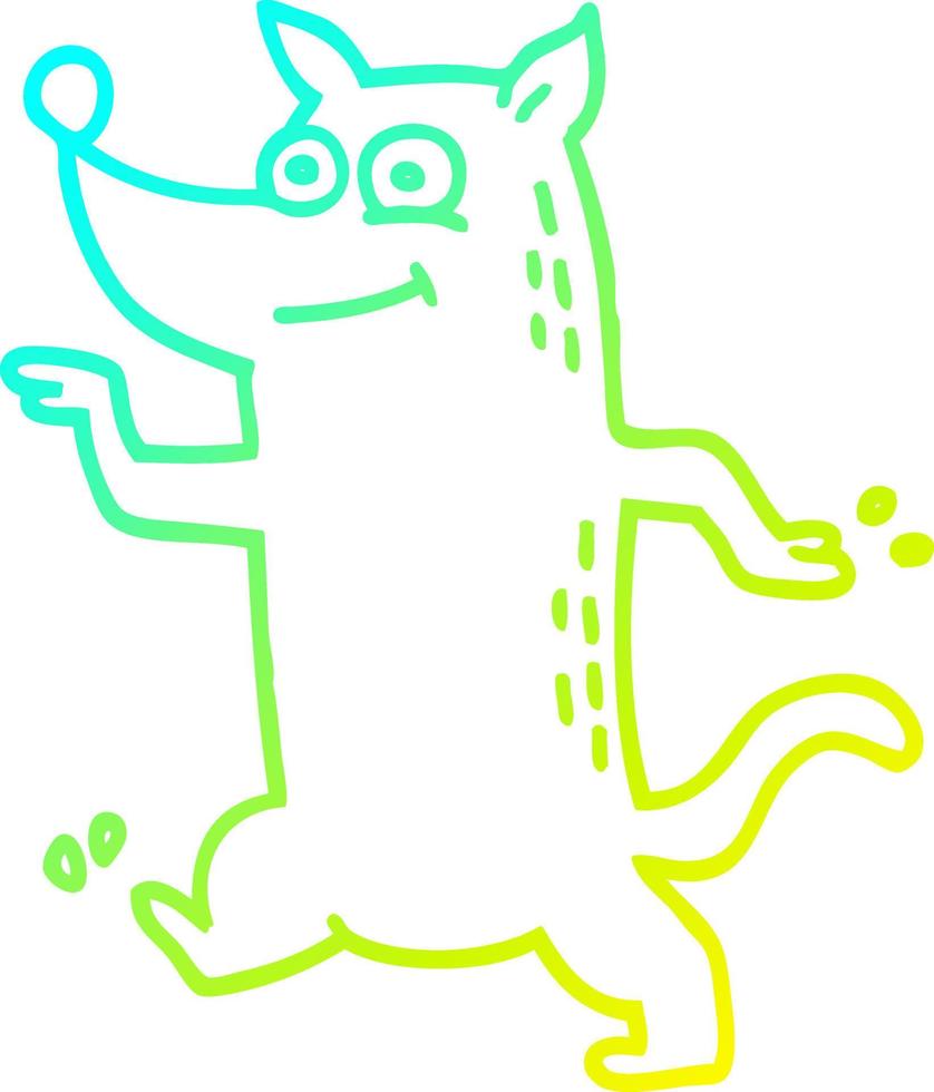 Kalte Gradientenlinie Zeichnung Cartoon lustiger Hund vektor