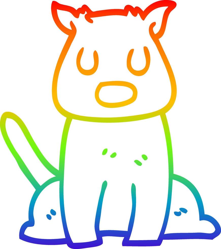 Regenbogen-Gradientenlinie Zeichnung Cartoon ruhiger Hund vektor