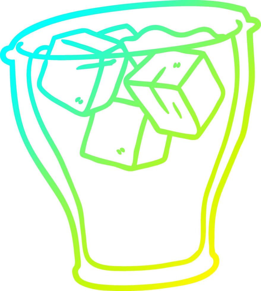 Kalte Gradientenlinie Zeichnung Glas Cola mit Eis vektor