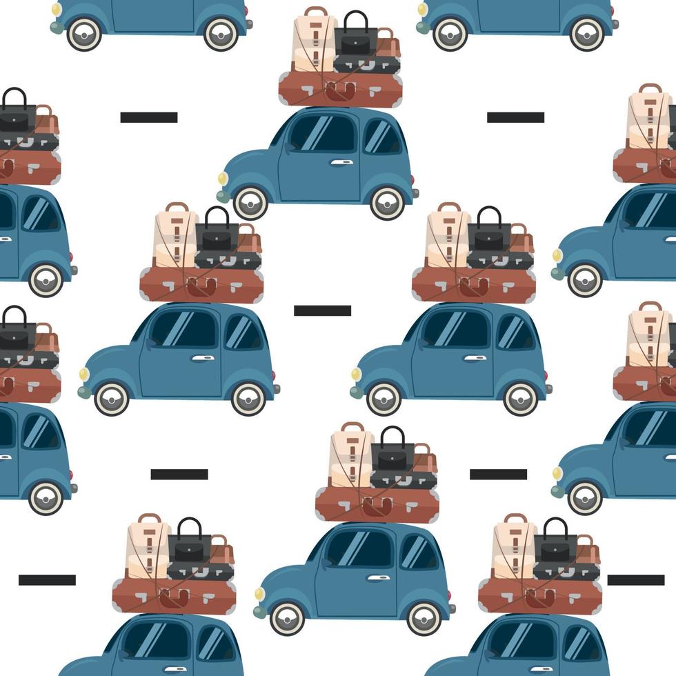 ein Mini-Auto für nahtloses Reisemuster vektor