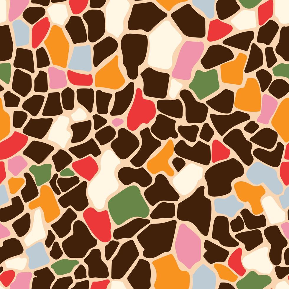 Nahtloses Muster des Giraffenhautvektors. Tierfell Textur braune Flecken geometrischer Hintergrund für Druck, Karte, Postkarte, Stoff, Textil. vektor