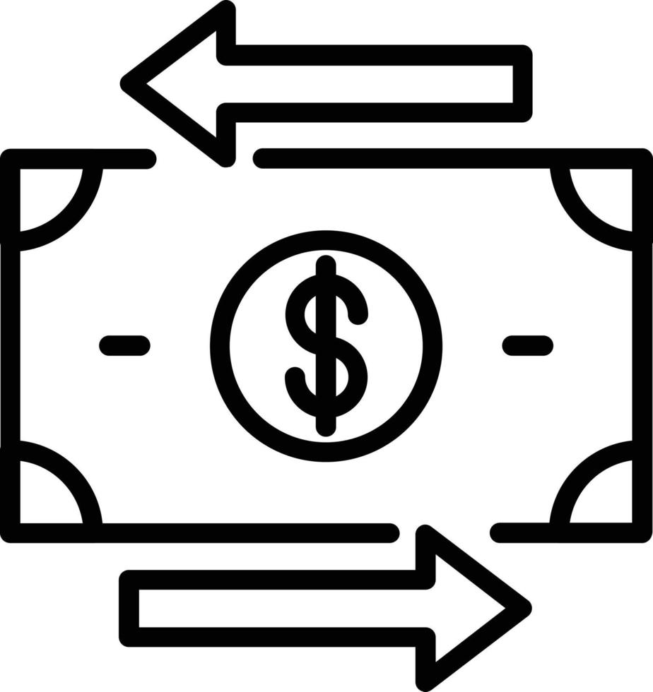 pengar överföring vektor linje ikon