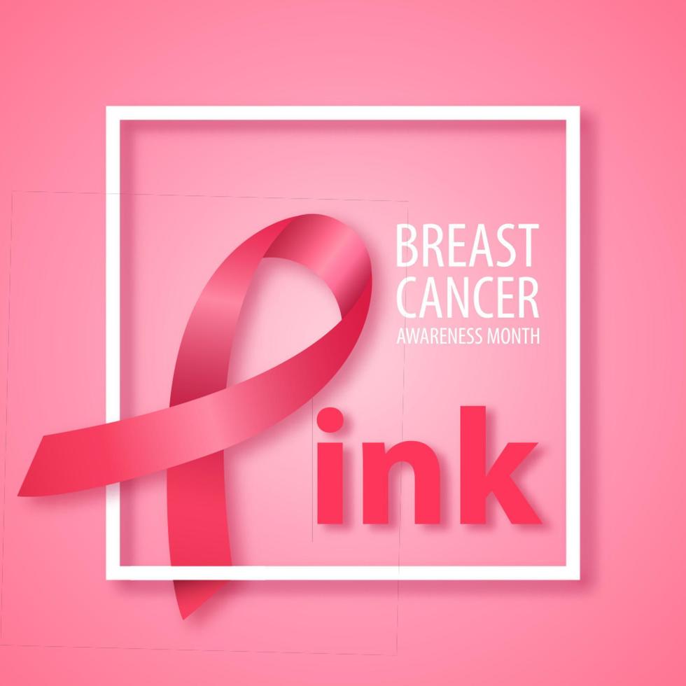 ordet rosa med rosa band istället bokstaven sid. symbol för bröstcancer medvetenhet månad. vektor banner.