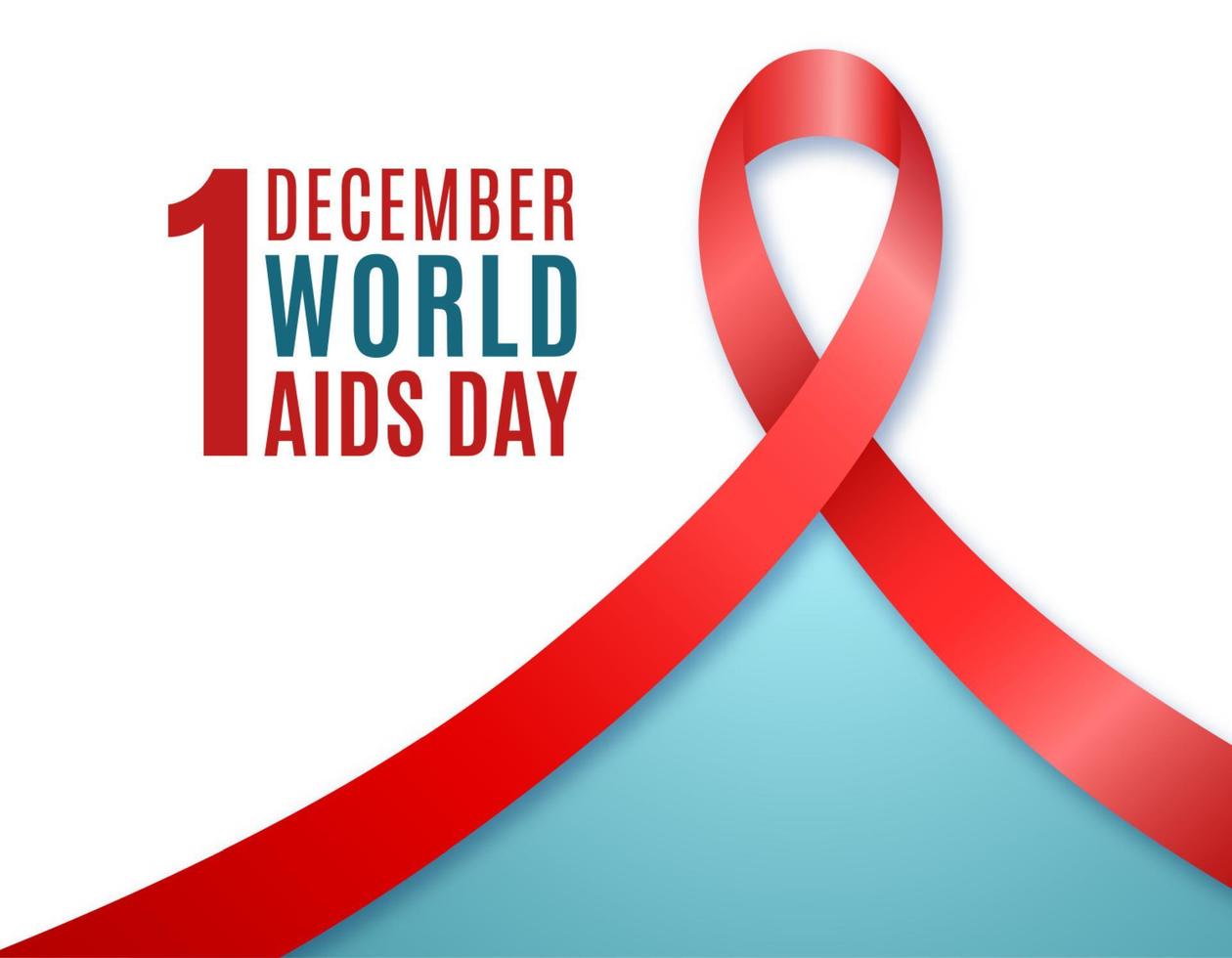 1 december World Aids Day. banner med text och rött band. vektor illustration.