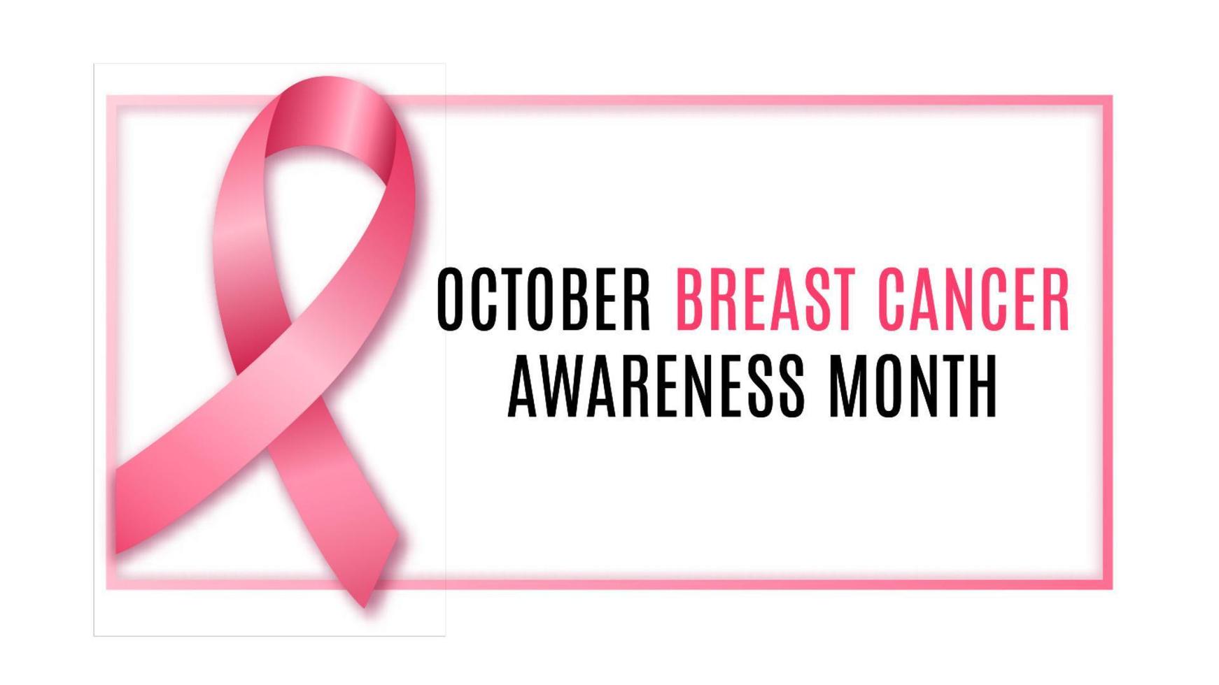 horisontell banner med rosa band, symbol för bröstcancer medvetenhet månad. vektor illustration.