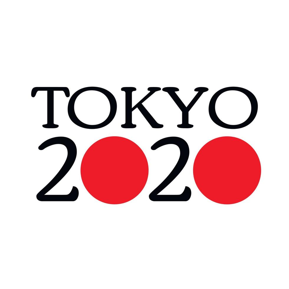 tokio 2021 sportspiele. Willkommen in Japan. bunte Ringe. Spiele der xxxii Olympiade oder der Olympischen Sommerspiele 2020 vektor