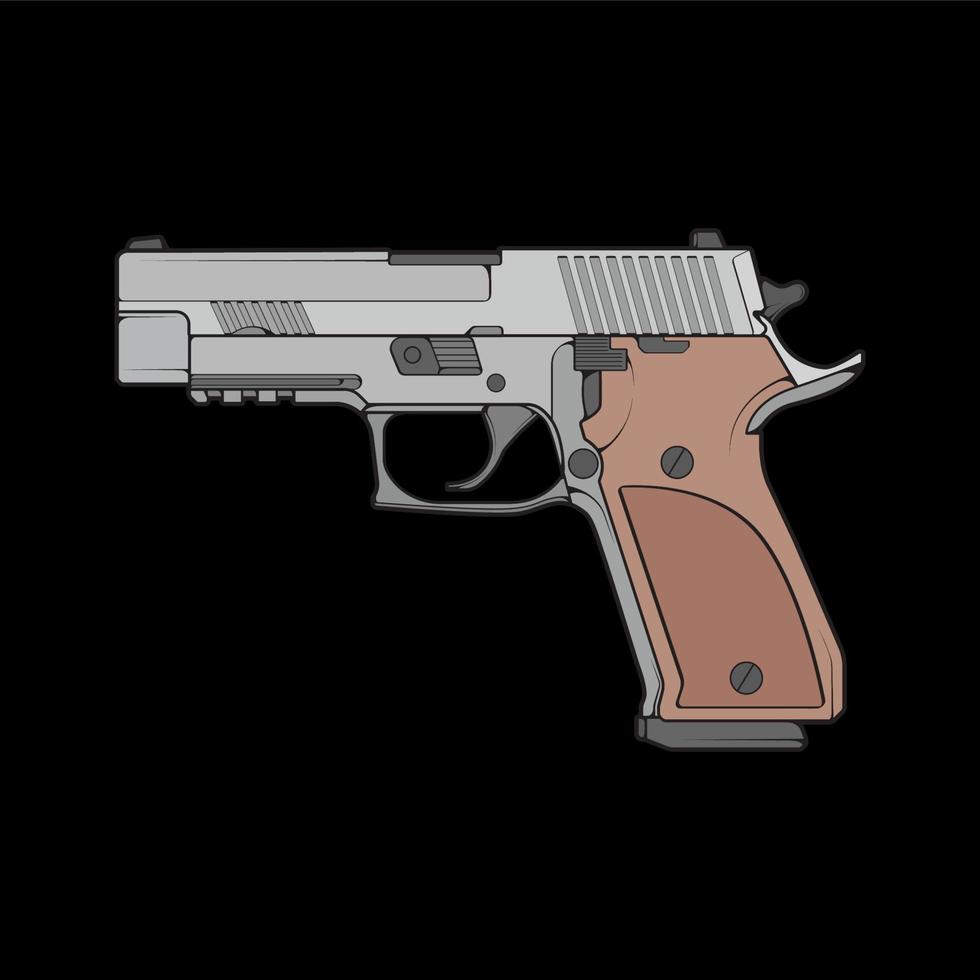 skjutvapen vektor stil, skjutvapen, vapen illustration, vektor linje, pistol illustration, modern pistol, militärt koncept, pistol för träning