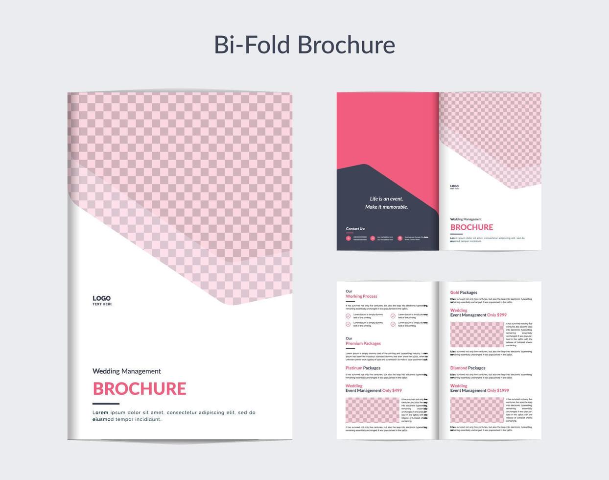 Designvorlage für kreatives Hochzeits-Event-Management mit Bifold-Broschüre vektor