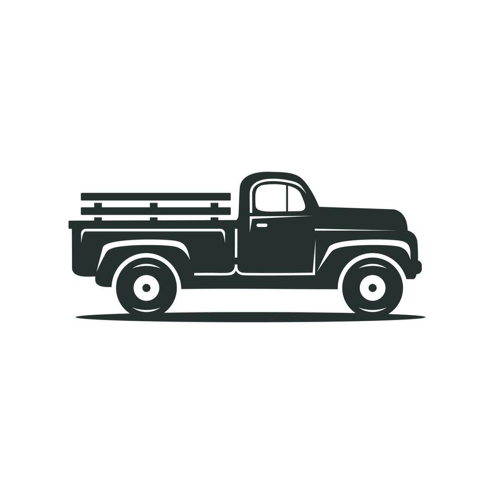 Oldtimer-Bauern-Pickup-Truck, Auto-Pickup-Ikone, alte Bauernlastwagen vektor