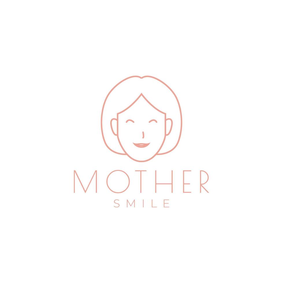 Linie einfach Gesicht Frauen Mutter Lächeln Logo Design Vektorgrafik Symbol Symbol Illustration kreative Idee vektor