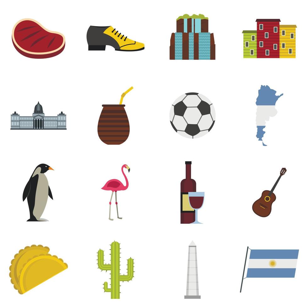 argentinien reiseartikel symbole im flachen stil vektor