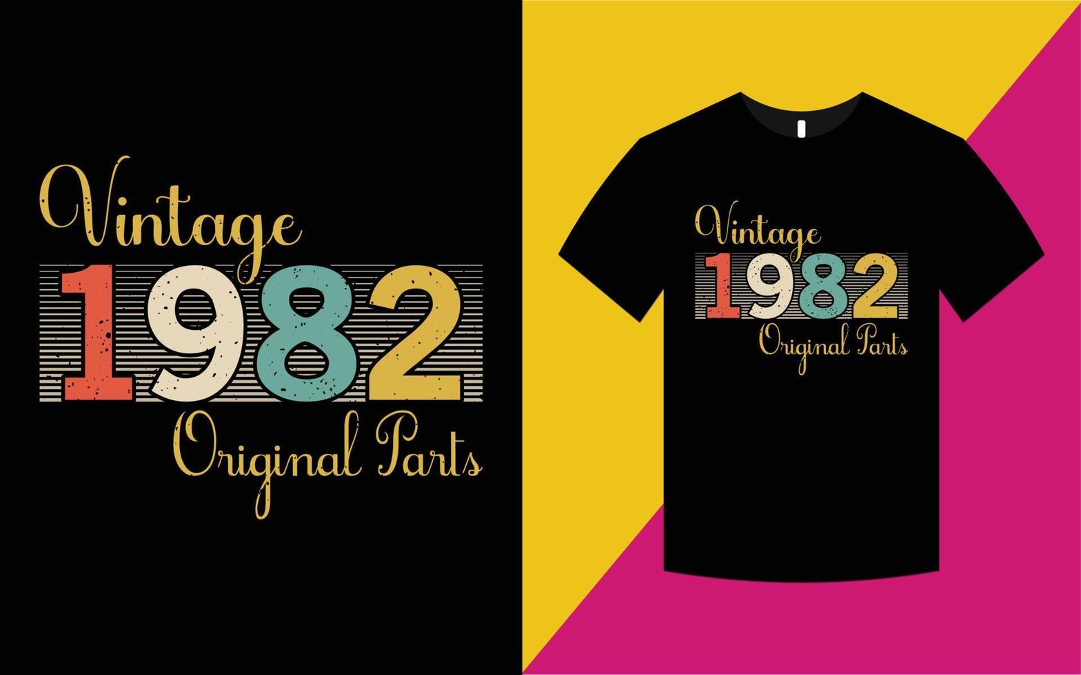 Vintage Geburtstag 1982 Grafik-T-Shirt-Vorlage vektor