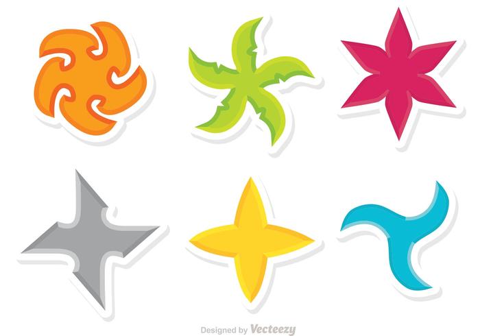 Bunte Ninja Star Icons Vektor