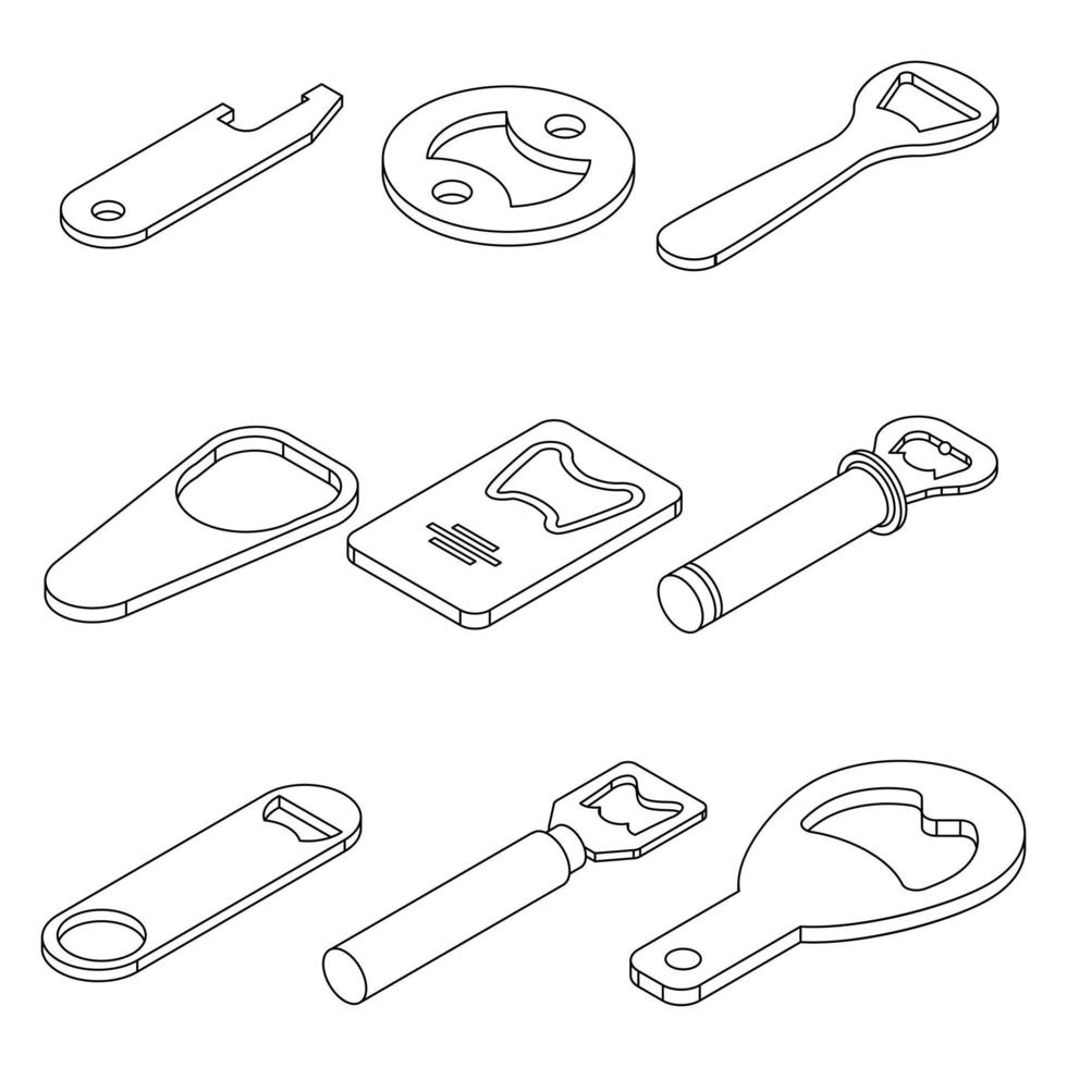 Flaschenöffner-Symbole setzen Vektoroutine vektor